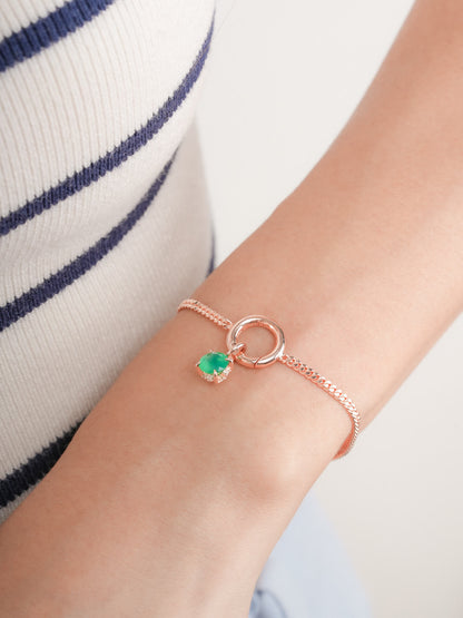 May Birthstone Charm Green Agate 18K Rose Gold (3) – Mondays Made Flower & Birthstone Jewelry Singapore