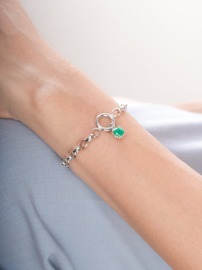 May Birthstone Charm Green Agate S925 Silver Rhodium (3) – Mondays Made Flower & Birthstone Jewelry Singapore