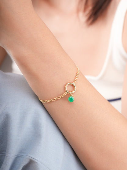 May Birthstone Charm Green Agate 18K Gold (2) – Mondays Made Flower & Birthstone Jewelry Singapore