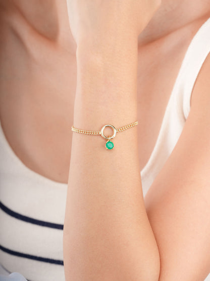 May Birthstone Charm Green Agate 18K Gold (3) – Mondays Made Flower & Birthstone Jewelry Singapore