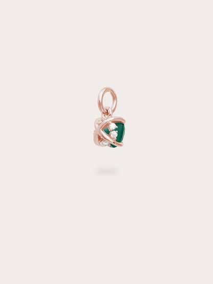 May Birthstone Charm Green Agate 18K Rose Gold (5) – Mondays Made Flower & Birthstone Jewelry Singapore