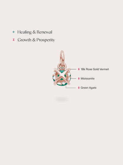May Birthstone Charm Green Agate 18K Rose Gold (4) – Mondays Made Flower & Birthstone Jewelry Singapore