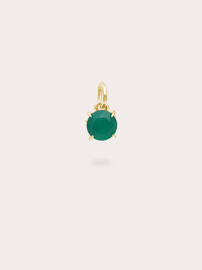 May Birthstone Charm Green Agate 18K Gold (1) – Mondays Made Flower & Birthstone Jewelry Singapore