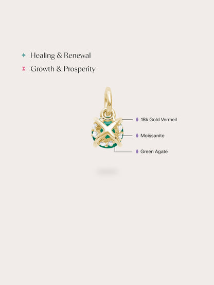 May Birthstone Charm Green Agate 18K Gold (4) – Mondays Made Flower & Birthstone Jewelry Singapore