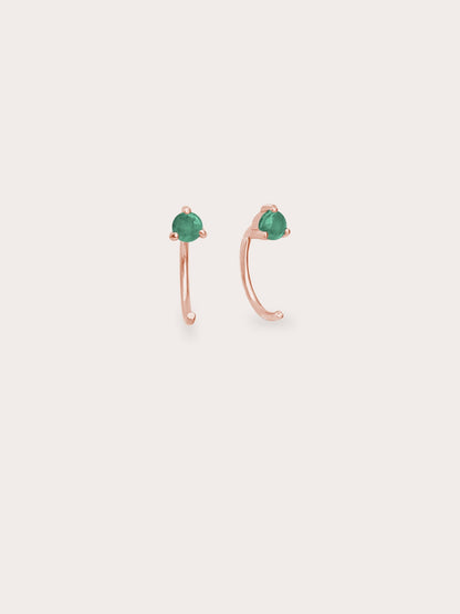 May Birthstone Hoops Emerald 18K Rose Gold (1) – Mondays Made Flower & Birthstone Jewelry Singapore