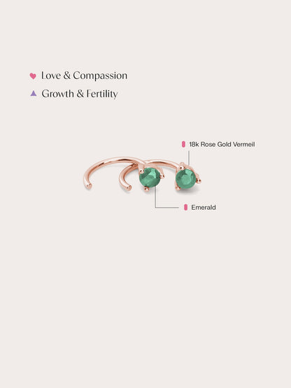 May Birthstone Hoops Emerald 18K Rose Gold (2) – Mondays Made Flower & Birthstone Jewelry Singapore