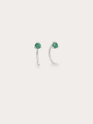 May Birthstone Hoops Emerald S925 Silver Rhodium (1) – Mondays Made Flower & Birthstone Jewelry Singapore