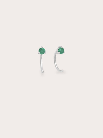 May Birthstone Hoops Emerald S925 Silver Rhodium (1) – Mondays Made Flower & Birthstone Jewelry Singapore