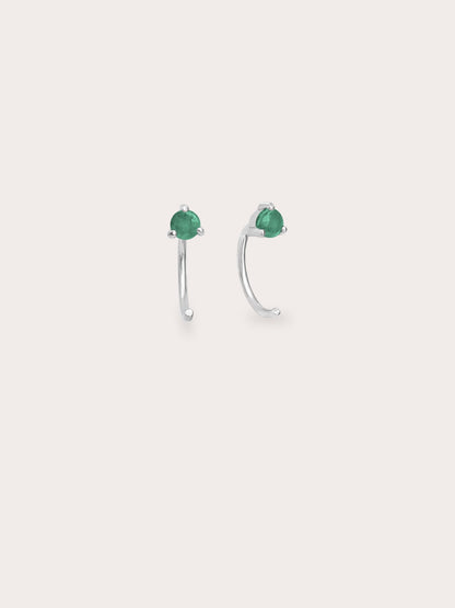 May Birthstone Hoops Emerald S925 Silver Rhodium (1) – Mondays Made Flower & Birthstone Jewelry Singapore