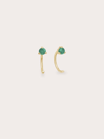 May Birthstone Hoops Emerald 18K Gold (1) – Mondays Made Flower & Birthstone Jewelry Singapore
