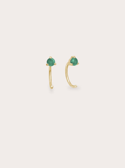 May Birthstone Hoops Emerald 18K Gold (1) – Mondays Made Flower & Birthstone Jewelry Singapore