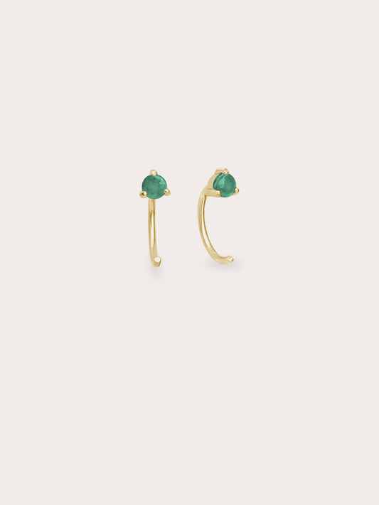 May Birthstone Hoops Emerald 18K Gold (1) – Mondays Made Flower & Birthstone Jewelry Singapore