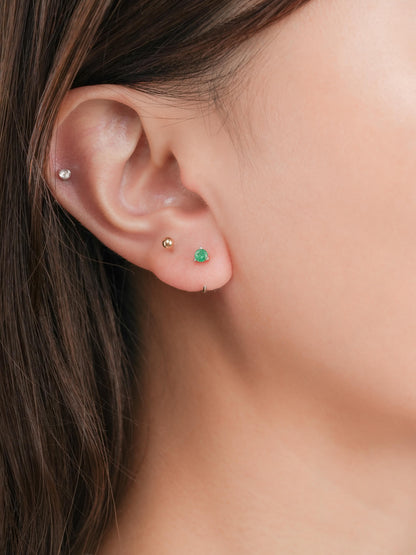 May Birthstone Mini Hoop Earrings Emerald S925 Silver Rhodium (2) – Mondays Made Flower & Birthstone Jewelry Singapore
