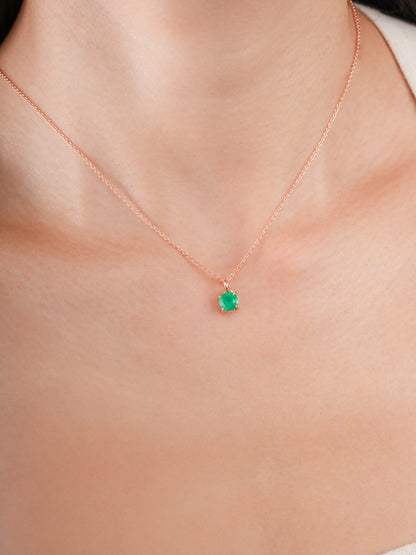 May Birthstone Necklace Green Agate 18K Rose Gold (3) – Mondays Made Flower & Birthstone Jewelry Singapore