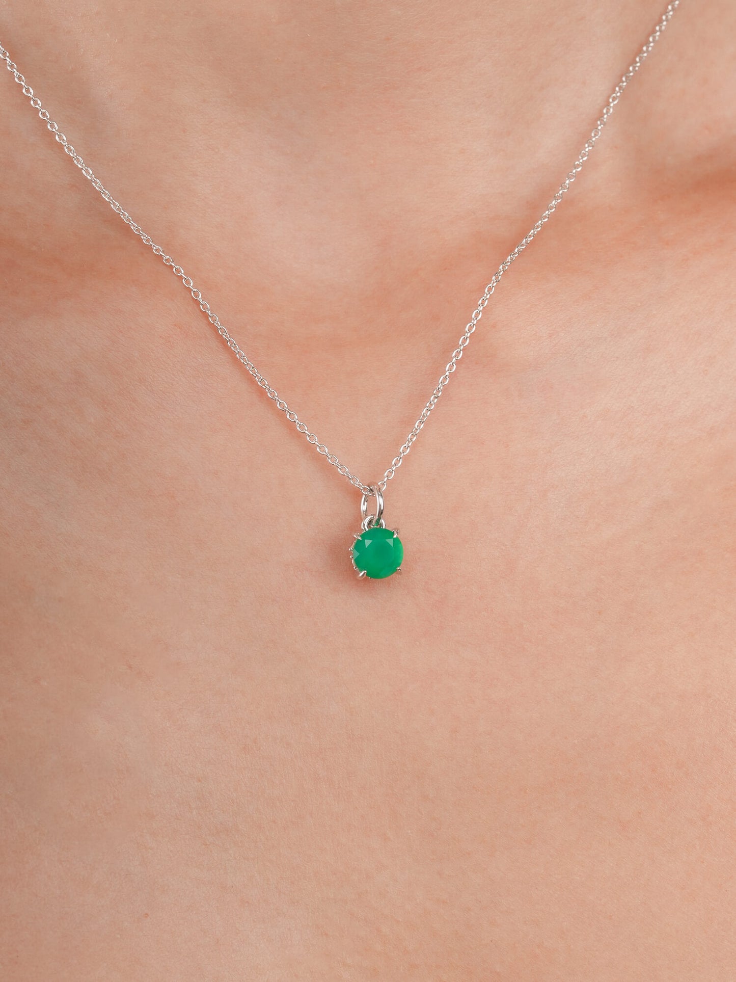 May Birthstone Necklace - Green Agate