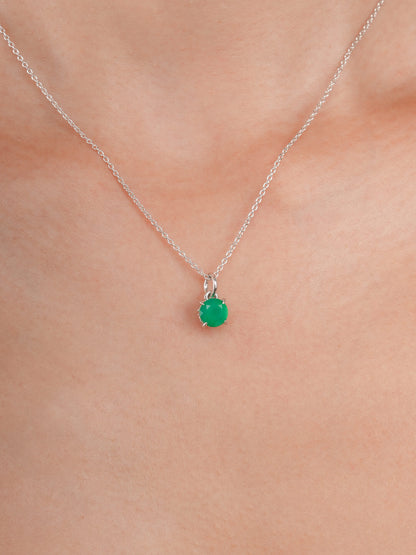May Birthstone Necklace Green Agate S925 Silver Rhodium (3) – Mondays Made Flower & Birthstone Jewelry Singapore