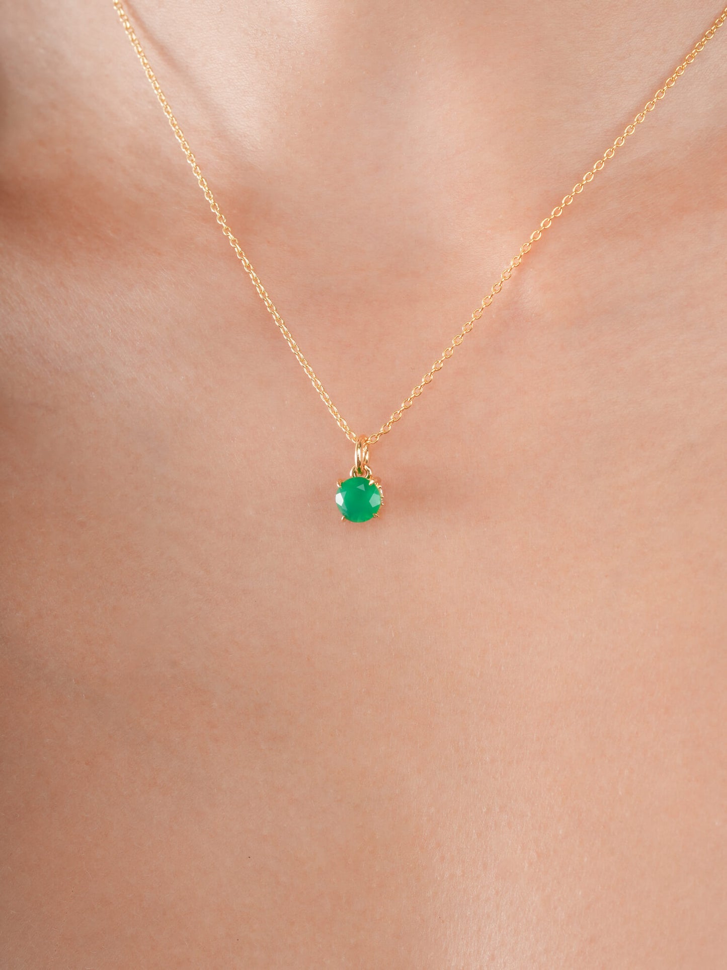 May Birthstone Necklace - Green Agate