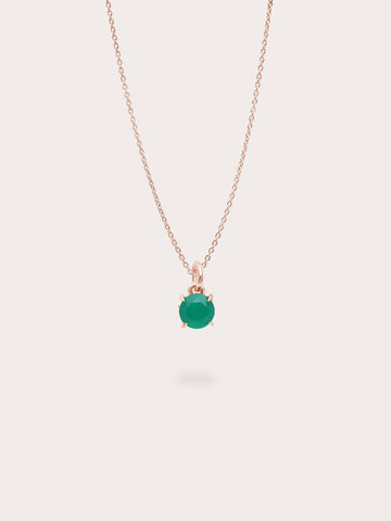 May Birthstone Necklace Green Agate 18K Rose Gold (1) – Mondays Made Flower & Birthstone Jewelry Singapore