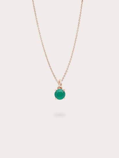 May Birthstone Necklace Green Agate 18K Rose Gold (1) – Mondays Made Flower & Birthstone Jewelry Singapore