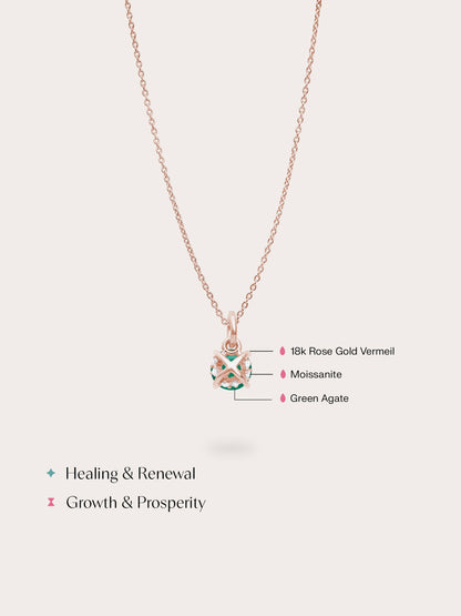 May Birthstone Necklace Green Agate 18K Rose Gold (4) – Mondays Made Flower & Birthstone Jewelry Singapore