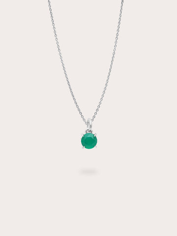 May Birthstone Necklace Green Agate S925 Silver Rhodium (1) – Mondays Made Flower & Birthstone Jewelry Singapore