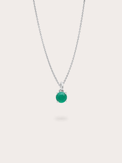 May Birthstone Necklace Green Agate S925 Silver Rhodium (1) – Mondays Made Flower & Birthstone Jewelry Singapore