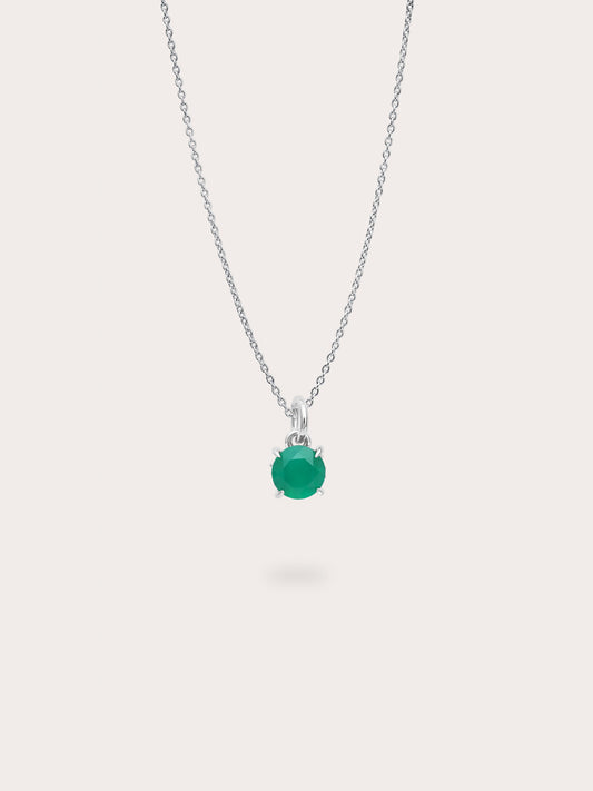 May Birthstone Necklace Green Agate S925 Silver Rhodium (1) – Mondays Made Flower & Birthstone Jewelry Singapore