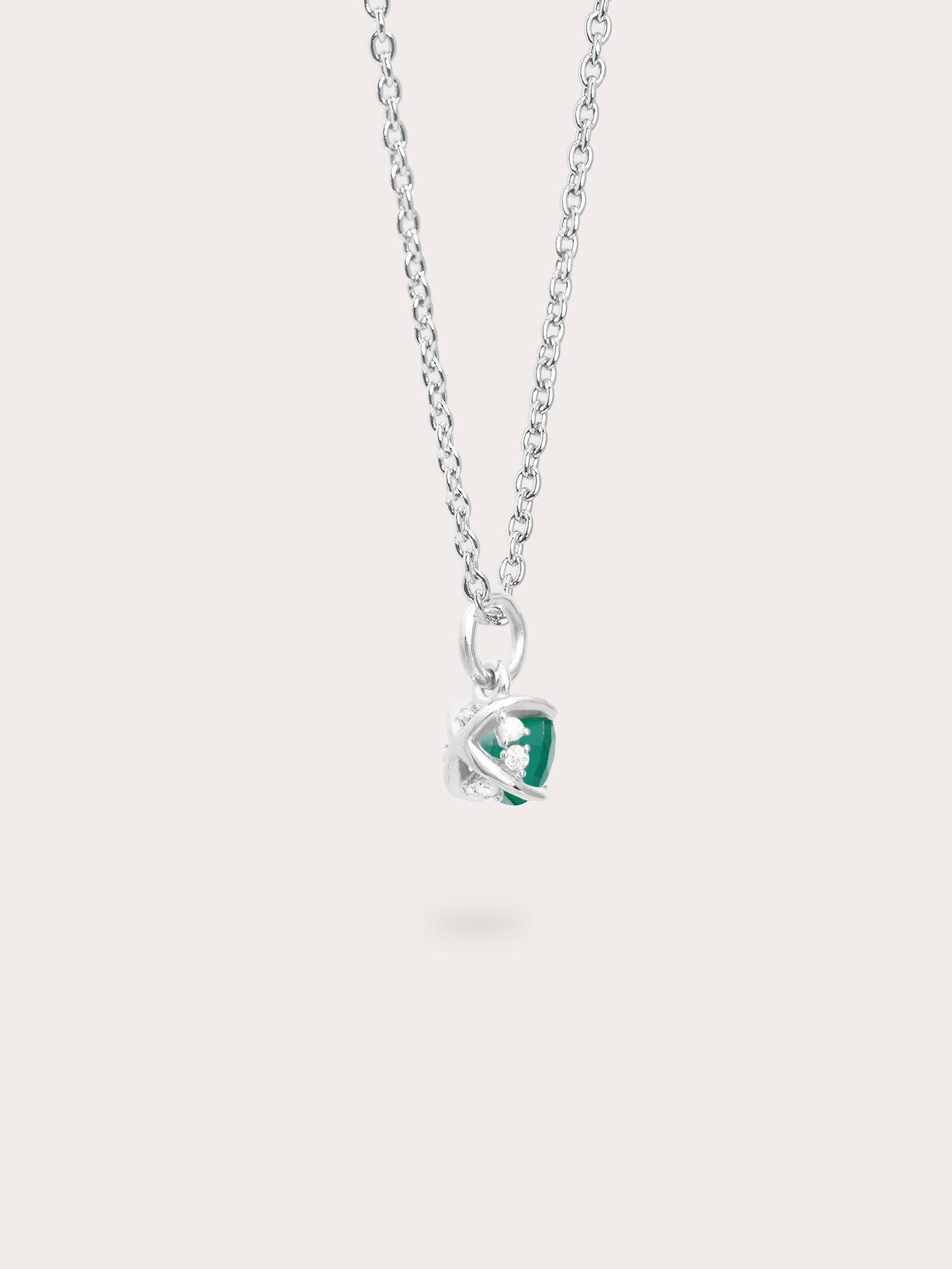 May Birthstone Necklace - Green Agate