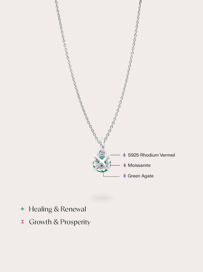 May Birthstone Necklace Green Agate S925 Silver Rhodium (4) – Mondays Made Flower & Birthstone Jewelry Singapore