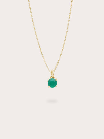 May Birthstone Necklace Green Agate 18K Gold (1) – Mondays Made Flower & Birthstone Jewelry Singapore