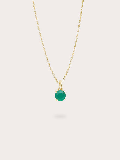 May Birthstone Necklace Green Agate 18K Gold (1) – Mondays Made Flower & Birthstone Jewelry Singapore