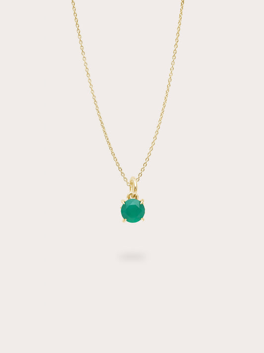 May Birthstone Necklace - Green Agate