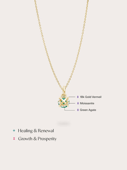 May Birthstone Necklace Green Agate 18K Gold (4) – Mondays Made Flower & Birthstone Jewelry Singapore
