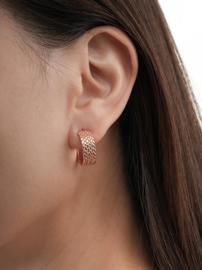 Mesh Chain Hoop Earrings 18K Rose Gold (1) – Mondays Made Flower & Birthstone Jewelry Singapore