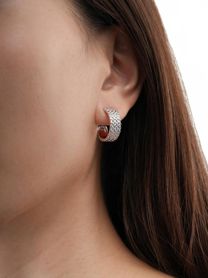 Mesh Chain Hoop Earrings S925 Silver Rhodium (3) – Mondays Made Flower & Birthstone Jewelry Singapore