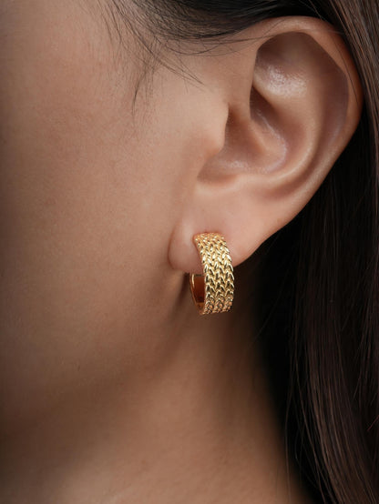 Mesh Chain Hoop Earrings 18K Gold (2) – Mondays Made Flower & Birthstone Jewelry Singapore