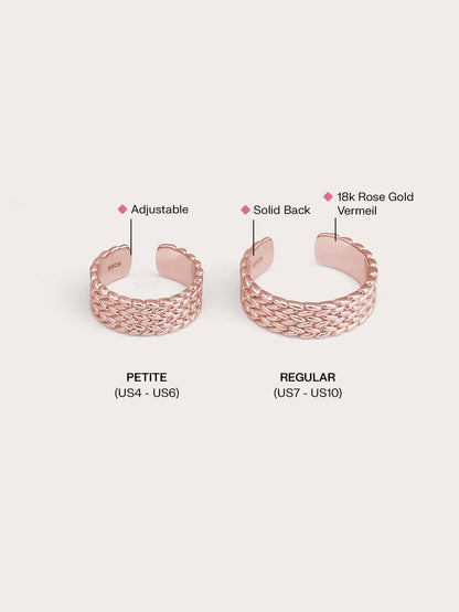 Mesh Chain Ring 18K Rose Gold Big Small (1) – Mondays Made Flower & Birthstone Jewelry Singapore