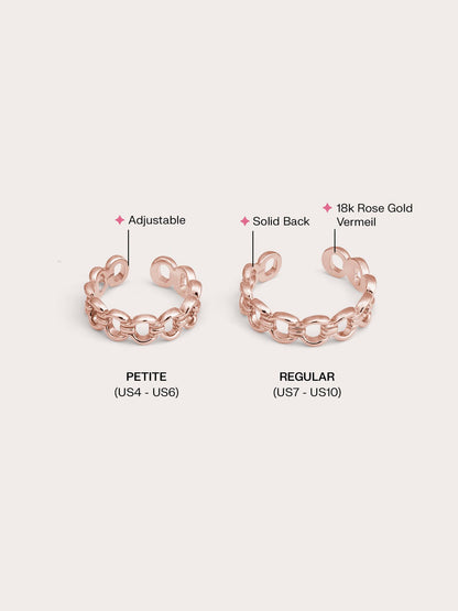 Mesh Chain Ring 18K Rose Gold Big Small (2) – Mondays Made Flower & Birthstone Jewelry Singapore