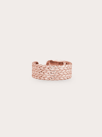 Mesh Chain Ring 18K Rose Gold Close Up – Mondays Made Flower & Birthstone Jewelry Singapore