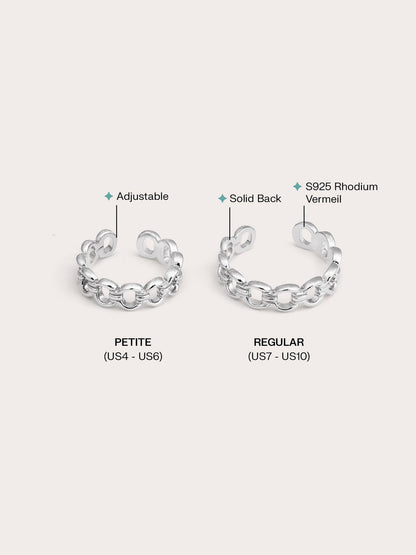 Mesh Chain Ring S925 Silver Rhodium Big Small (2) – Mondays Made Flower & Birthstone Jewelry Singapore