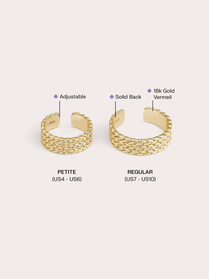 Mesh Chain Ring 18K Gold Big Small – Mondays Made Flower & Birthstone Jewelry Singapore
