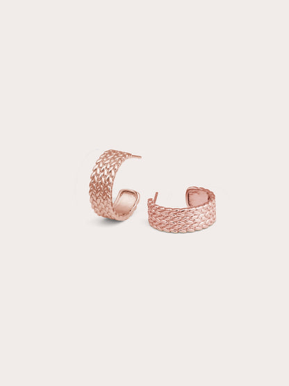 Mesh Hoop 18K Rose Gold Flat – Mondays Made Flower & Birthstone Jewelry Singapore