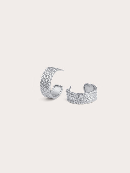 Mesh Hoop S925 Silver Rhodium Flat – Mondays Made Flower & Birthstone Jewelry Singapore