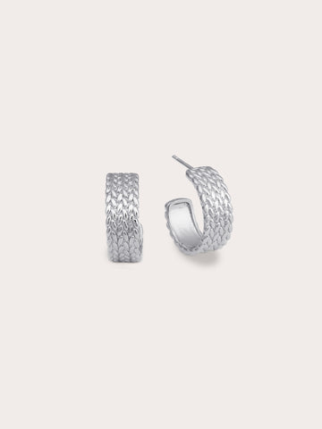 Mesh Hoop S925 Silver Rhodium – Mondays Made Flower & Birthstone Jewelry Singapore
