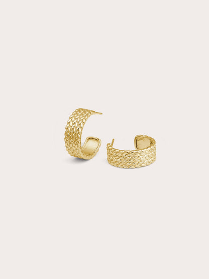 Mesh Hoop 18K Gold Flat – Mondays Made Flower & Birthstone Jewelry Singapore