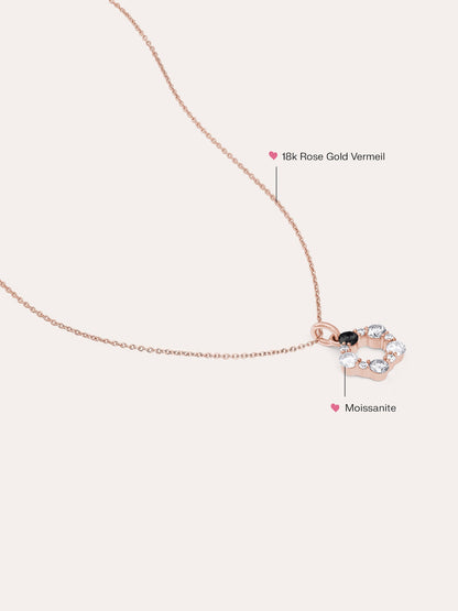 Midnight Glow Moissanite Cluster Necklace 18K Rose Gold Flat – Mondays Made Flower & Birthstone Jewelry Singapore