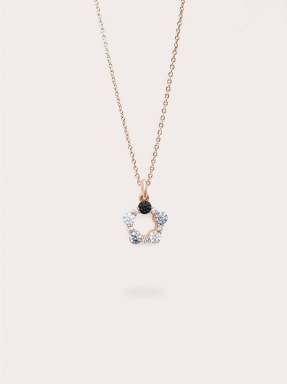Midnight Glow Moissanite Cluster Necklace 18K Rose Gold (1) – Mondays Made Flower & Birthstone Jewelry Singapore
