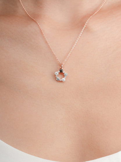 Midnight Glow Moissanite Cluster Necklace 18K Rose Gold (5) – Mondays Made Flower & Birthstone Jewelry Singapore