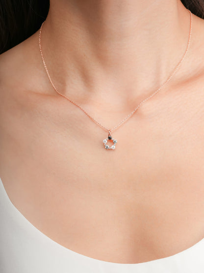 Midnight Glow Moissanite Cluster Necklace 18K Rose Gold (3) – Mondays Made Flower & Birthstone Jewelry Singapore