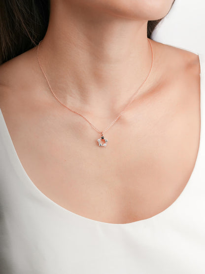 Midnight Glow Moissanite Cluster Necklace 18K Rose Gold (2) – Mondays Made Flower & Birthstone Jewelry Singapore